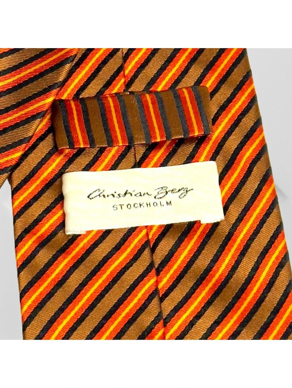 Christian Berg Stockholm Pure Silk Tie Striped Regimental Diagonal 59 x 3.5